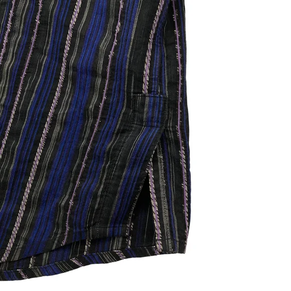 Jhane Barnes Mens Button Up Party Shirt Sz M Blue Black Purple Striped Embroider - Picture 6 of 7